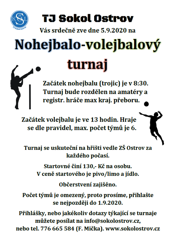 TJ SOKOL Ostrov pořádá Nohejbalo-volejbalový turnaj