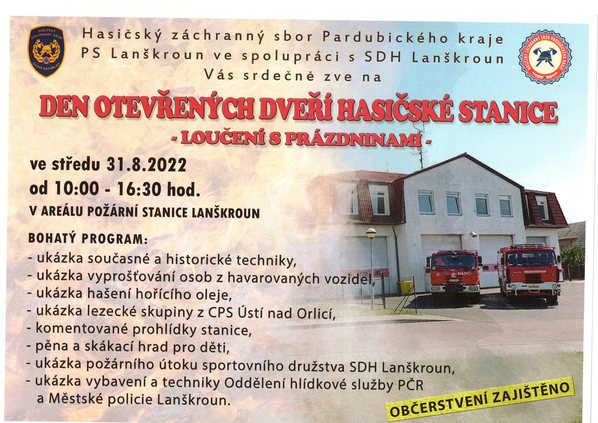 Den otevřených dveří hasičské stanice Lanškroun